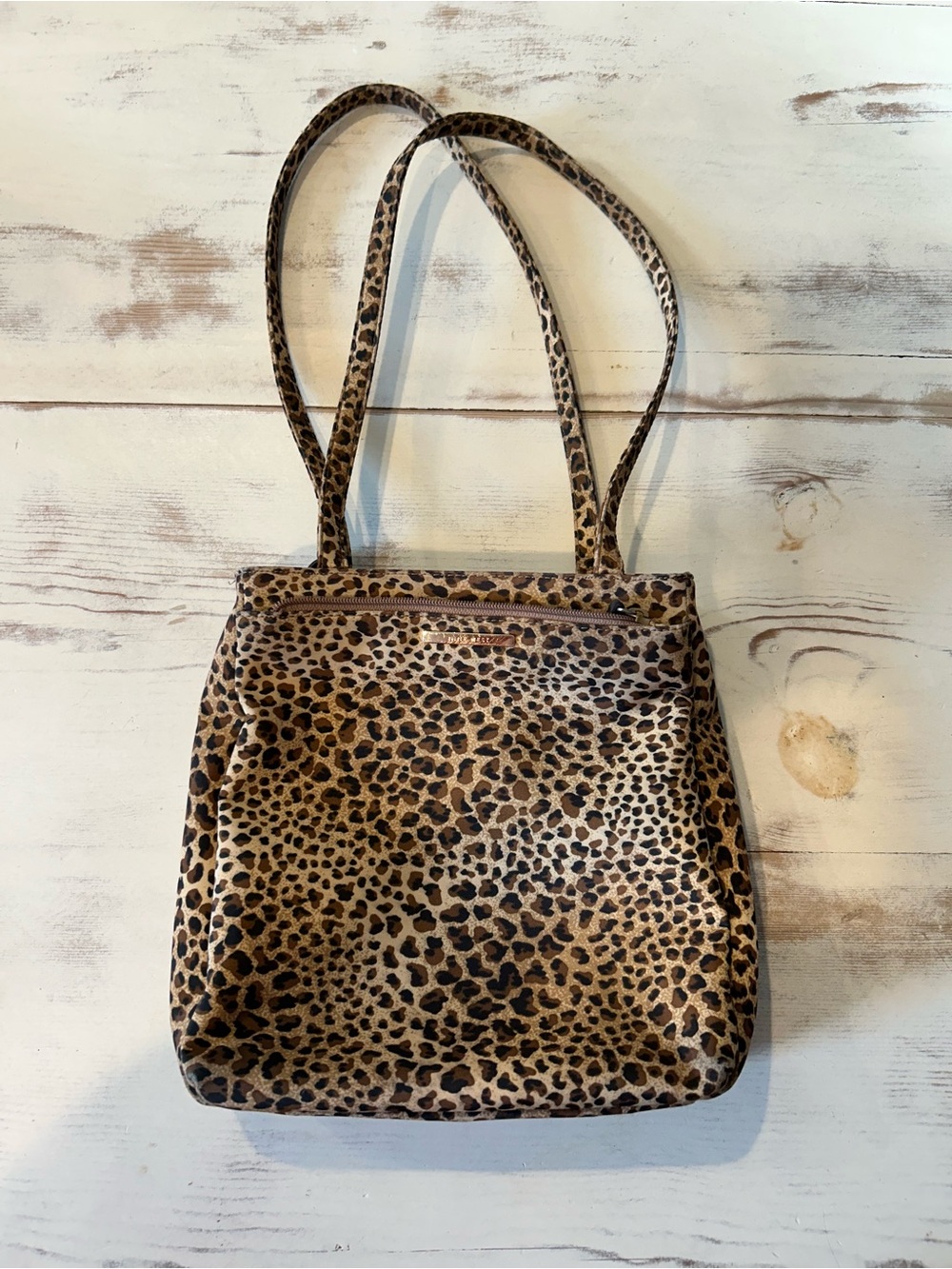 Vintage Nine West Leopard Print Shoulder Bag - Brown/Black